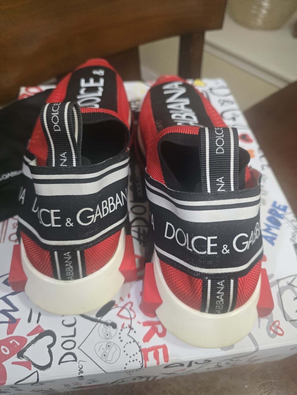 Dolce & Gabbana Red Slip-On Logo Sneakers Size 39 - Picture 4 of 10
